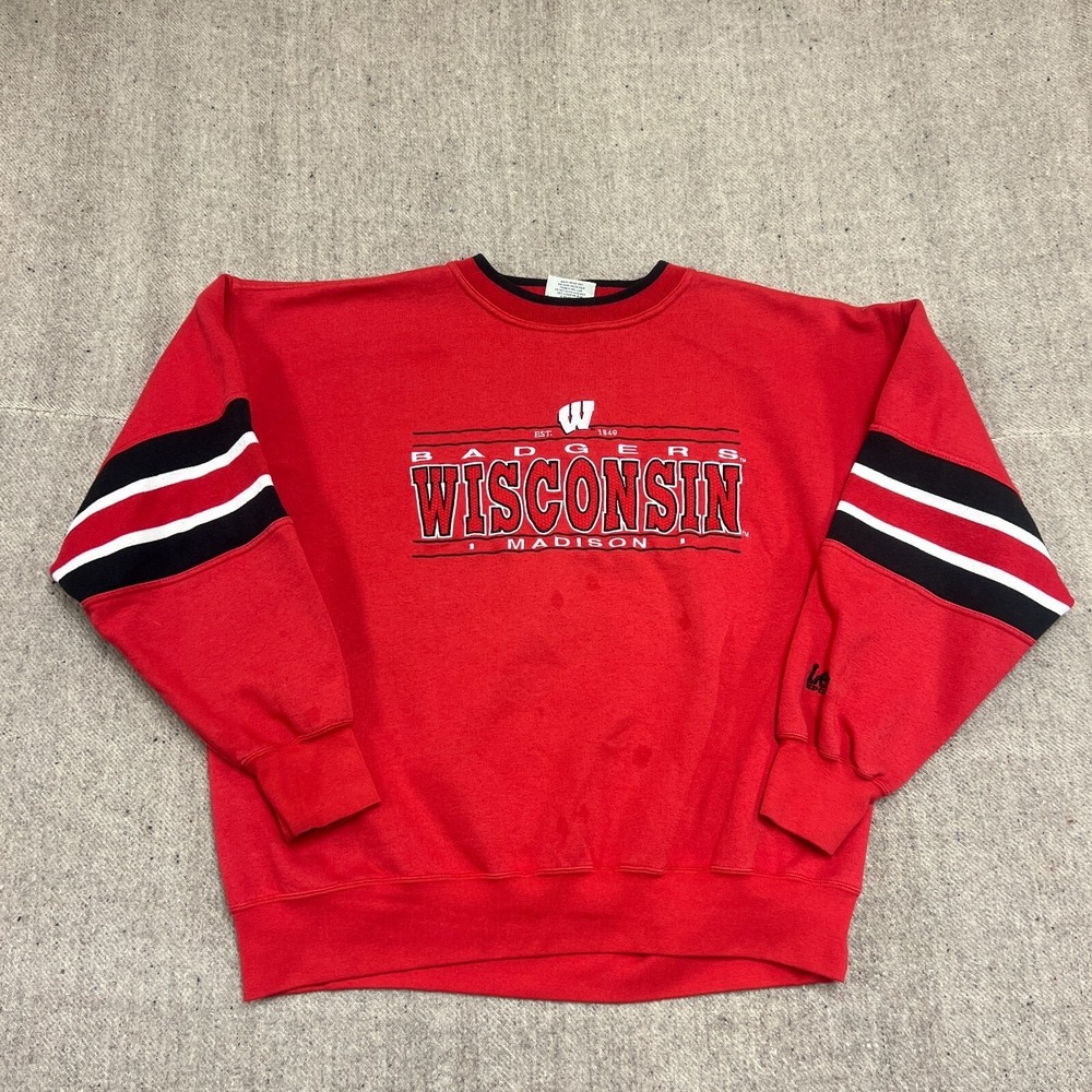 Vintage Wisconsin Badgers Sweatshirt Mens XL Red 1990s Lee Sport NCAA